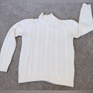 Ann Taylor Cream Cable Knit Turtleneck Sweater